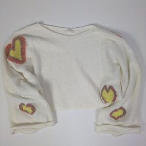 Storia Anthropologie Sweater L Knit Oversized Cropped Slouchy Teddy Heart